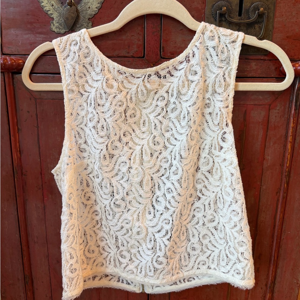 RACHEL Rachel Roy White Lace Overlay Sleeveless Camisole